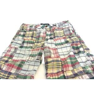 The New Ivy Brand Men's Madras Plaid Patchwork Chino Shorts 34 Multicolor Cotton